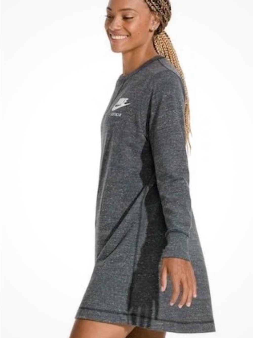 Nike Women’s Dark Gray Long-Sleeve Sweatshirt Dress